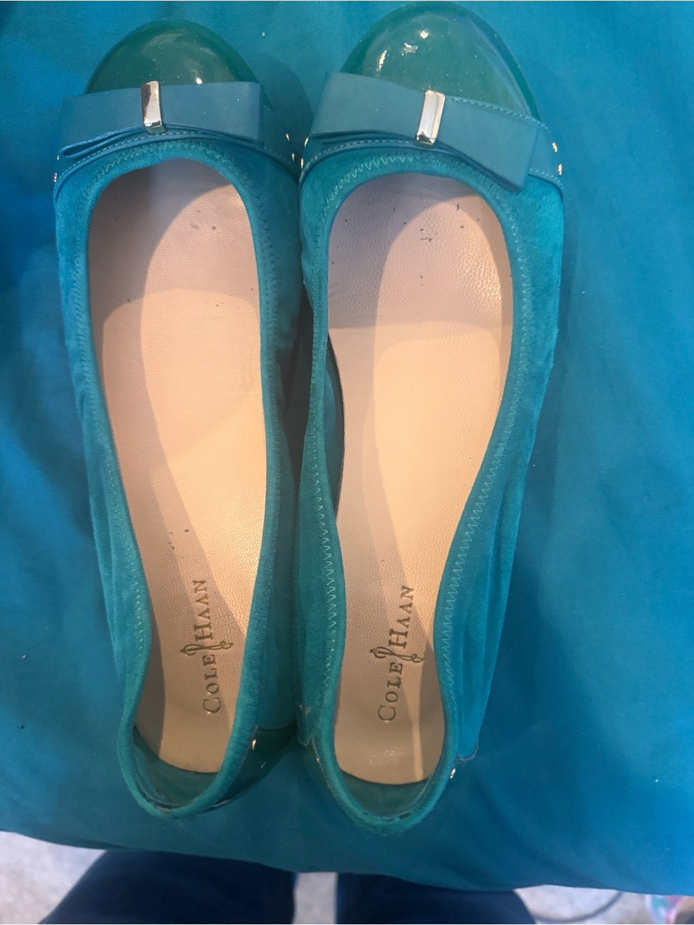 Cole Haan turquoise flats size 8 with Nike air technology.
